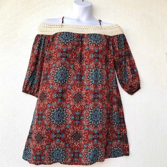 Sundress Women Dress Size M/L Multicolor Off Shoul - Picture 1 of 5